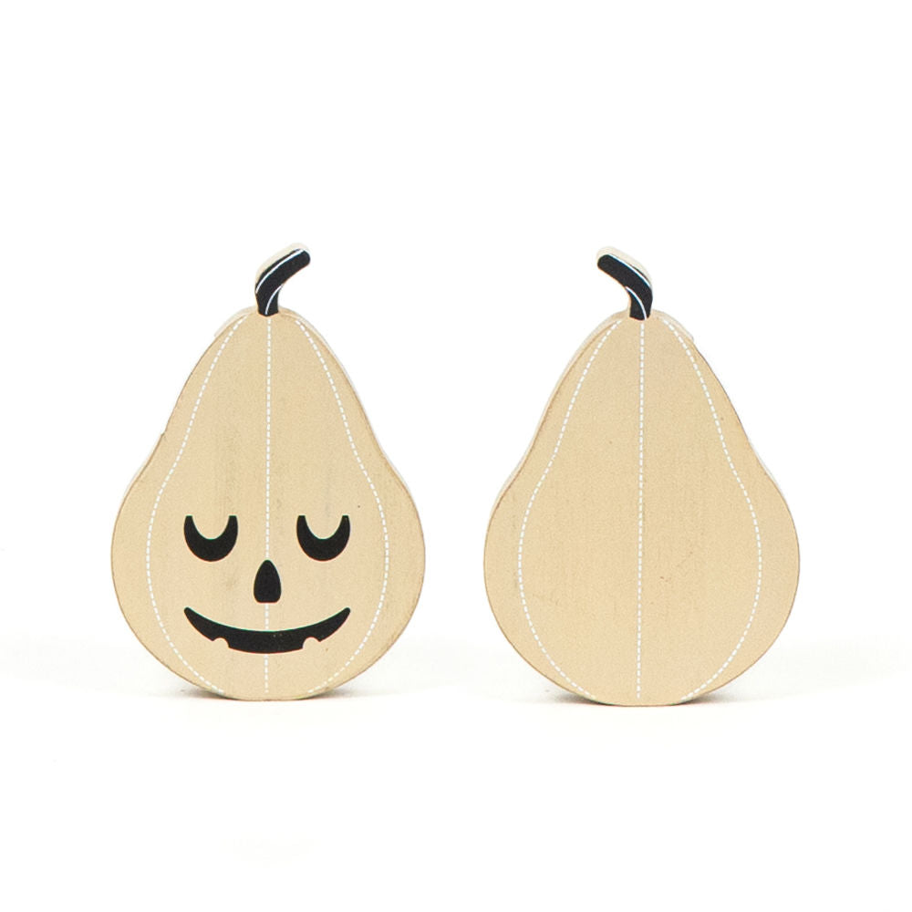 Double Sided Tall Wood Pumpkin