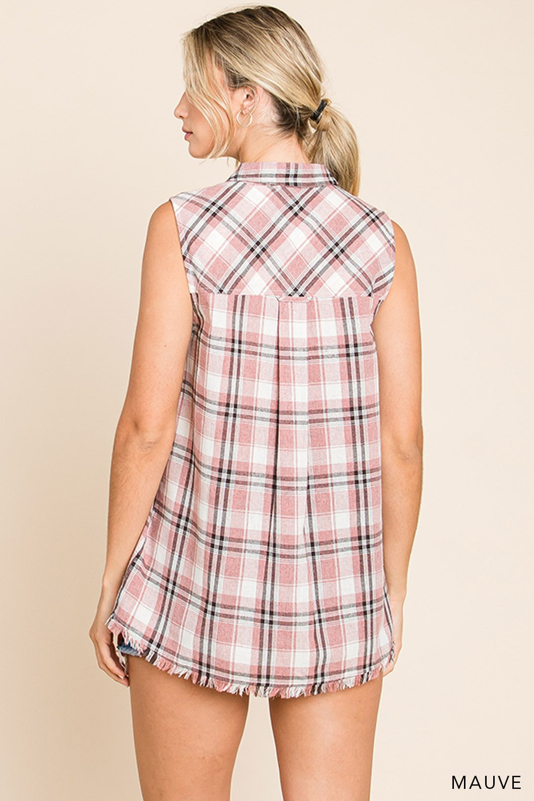 Tena Checker Frey Hem Shirt