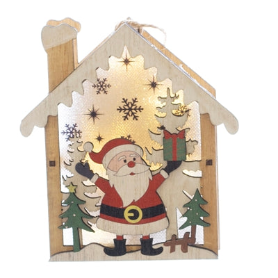 Santa in House LED Orn