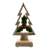 Wood Tree W/ Holly