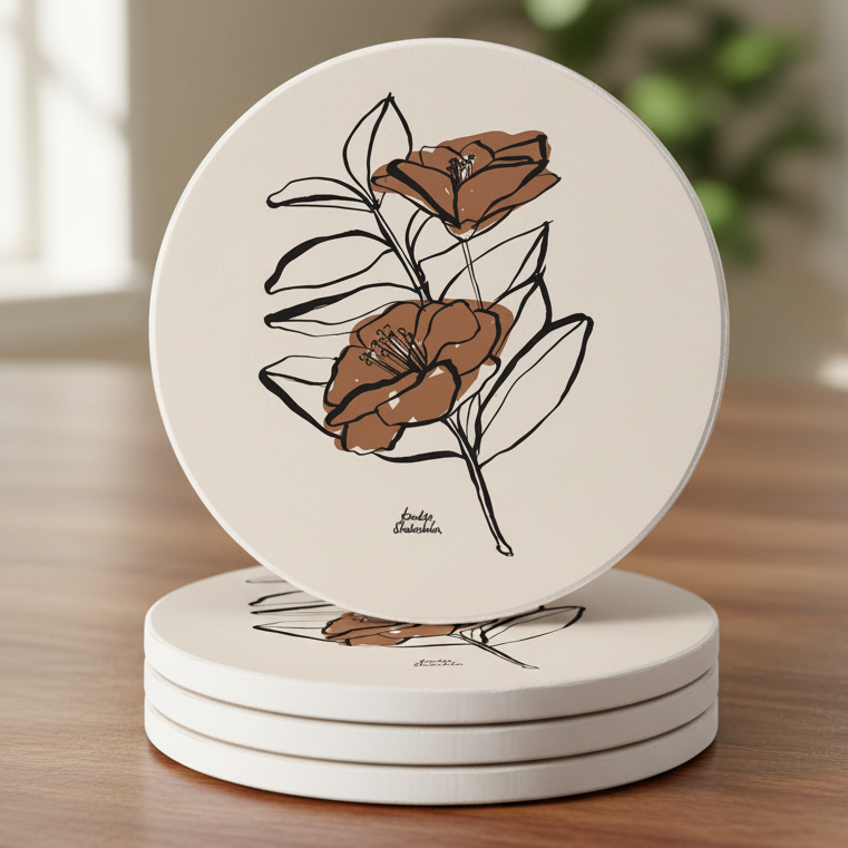 Sandstone Round Coaster S/4