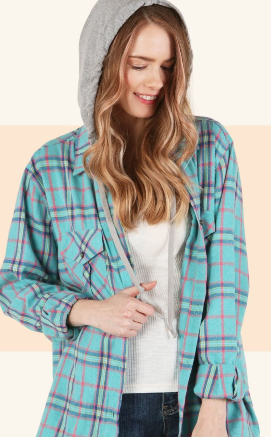 Esther Hooded Plaid Top