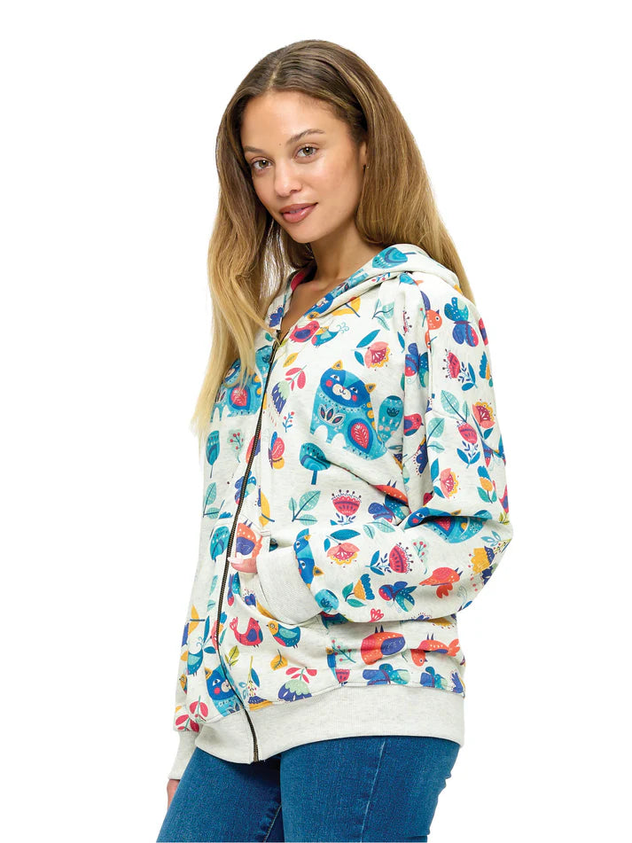 Animal Print Zip Sweatshirt