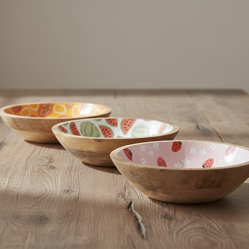 Enameled Wood Bowl