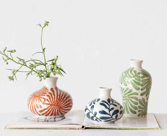 Hand-Painted Vases w/ Abstract