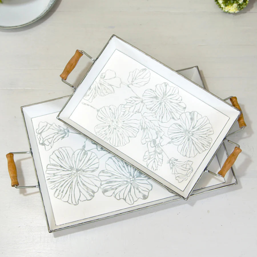 Embossed Flower Metal Tray