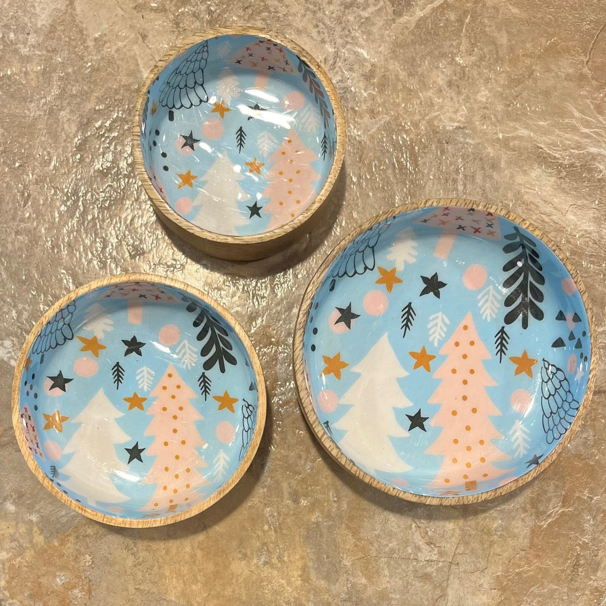 Holiday Enamel Wood Bowl