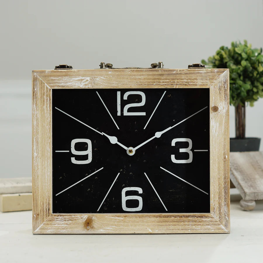 Sq Wood Table Clock