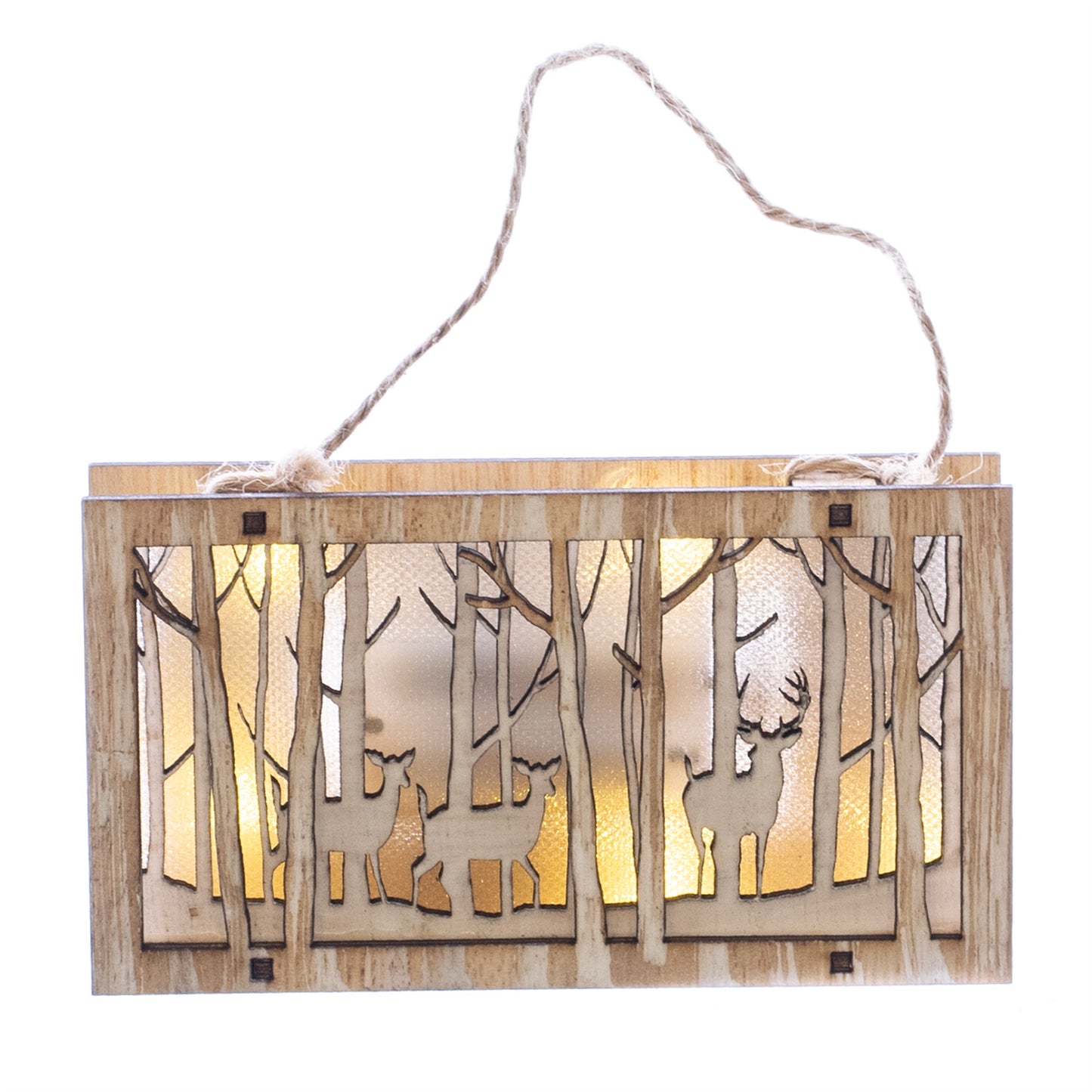 Wood Lighted Orn w/Deer