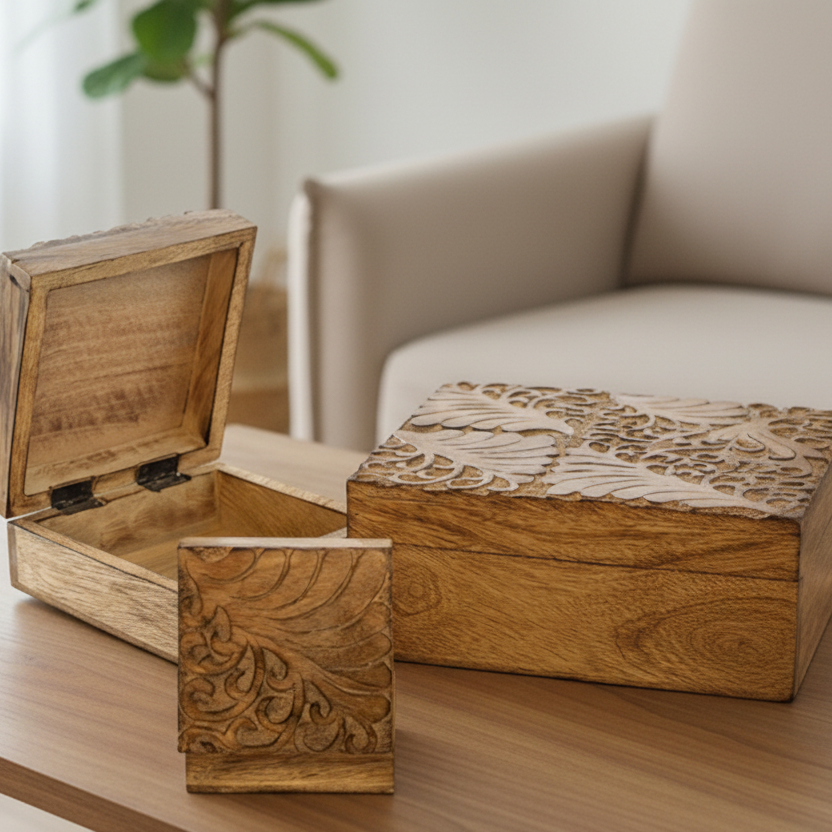 Carved Mango Wood Box