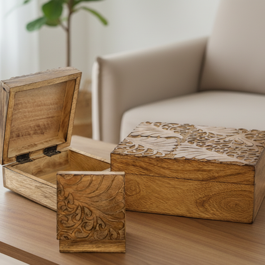 Carved Mango Wood Box