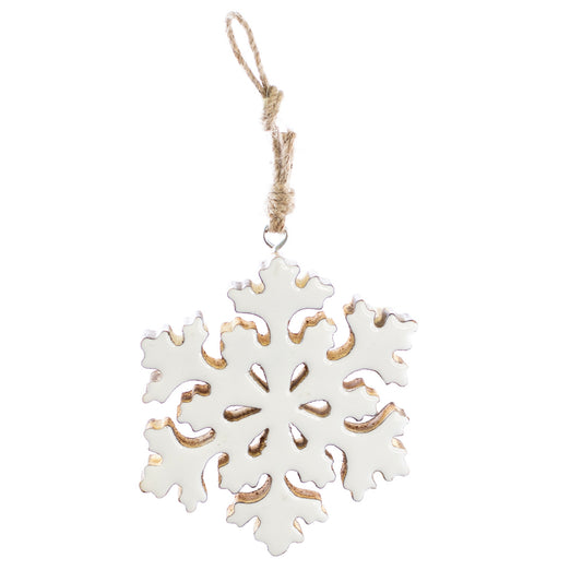 White Enamel Snowflake Orn