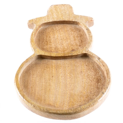 Carved Wood Snowmn Tray