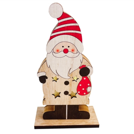 Wood LED Light Up Santa