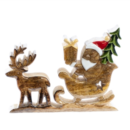 Wood Santa in Sleigh