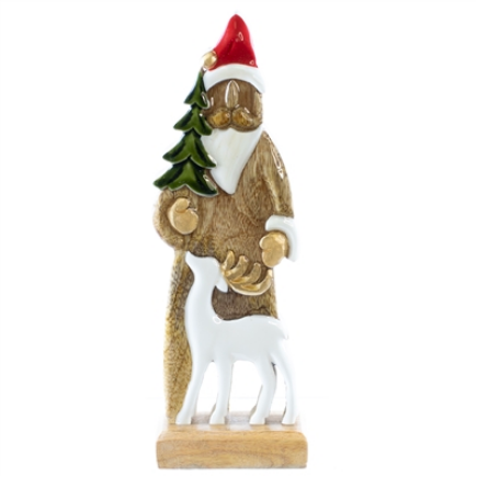 Wood Santa with Deer