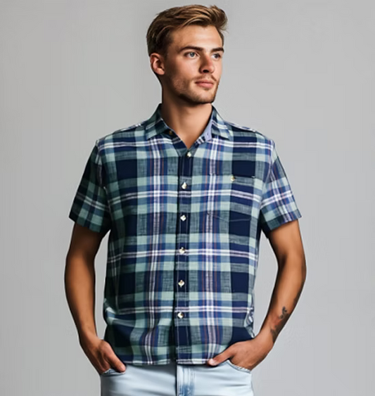 David Crosshatch Plaid Shirt