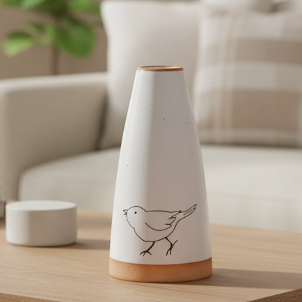 Sketched Bird Vase