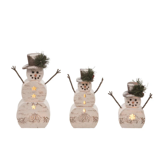 LED Birch Snowman