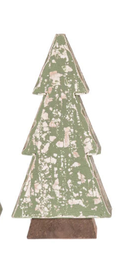 Distressed Green Wood Tree