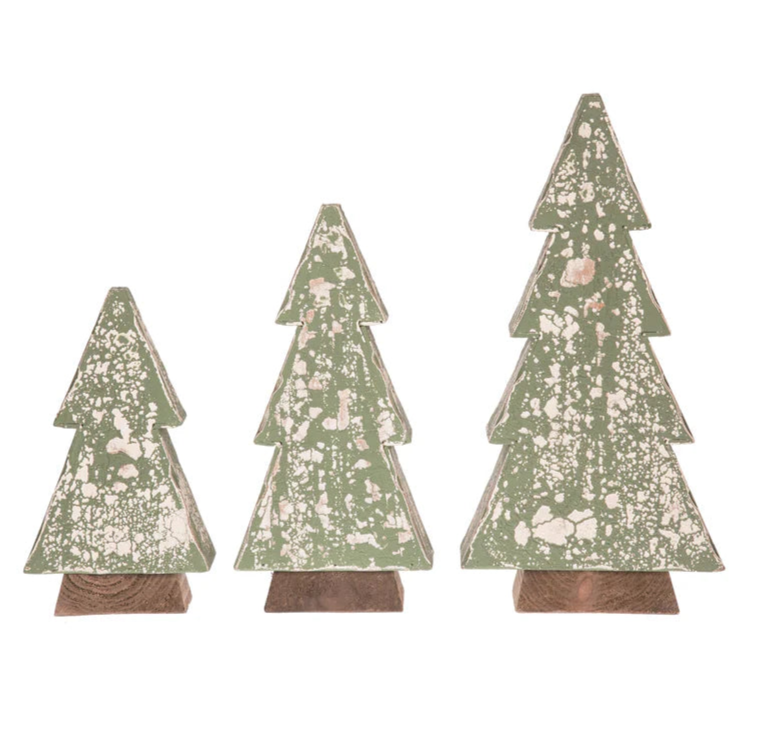 Distressed Green Wood Tree