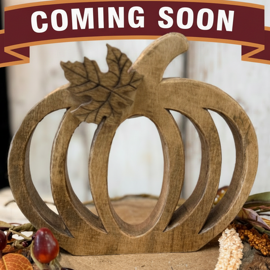 Carved Wood Flat Pumpkin