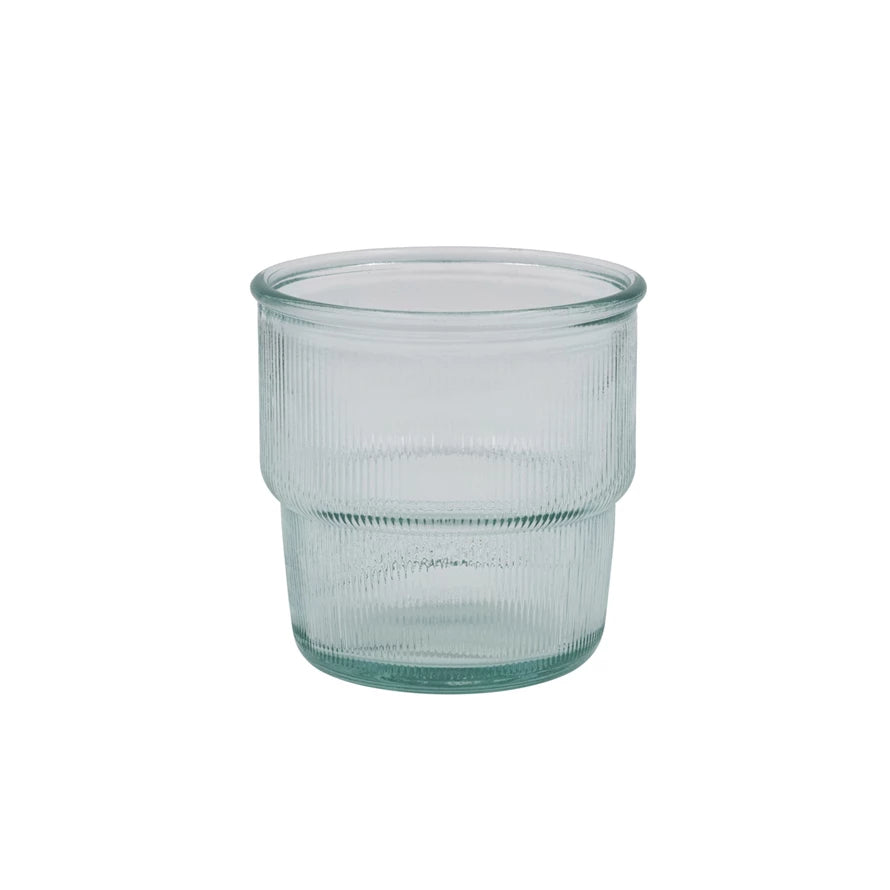 Glass Ribbed Stackable Glass