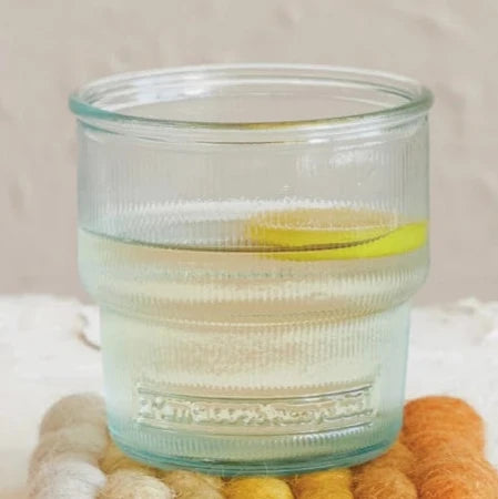 Glass Ribbed Stackable Glass