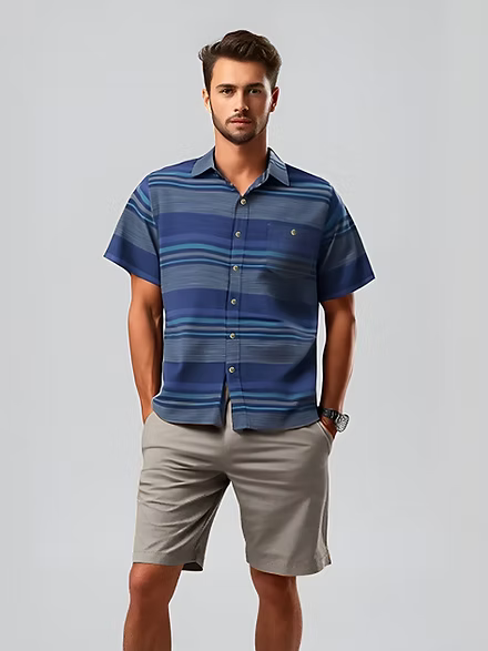 Dennis Crosshatch Stripe Shirt