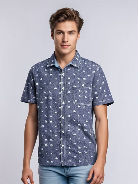 Trevor Chambray  Printed Shirt