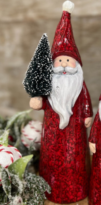Red Mottled Santa w/Tree