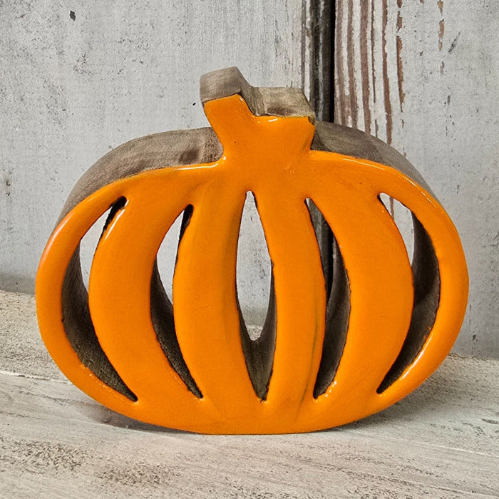 Orange Cutout Wood Pumpkin