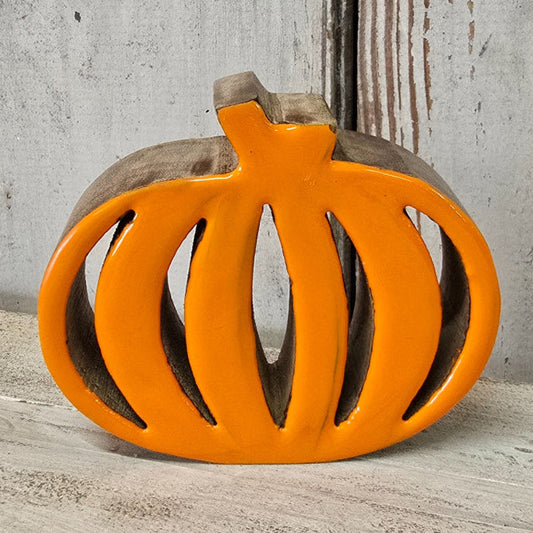 Orange Cutout Wood Pumpkin