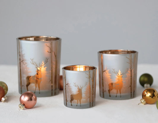 Glass Deer Candle Holder